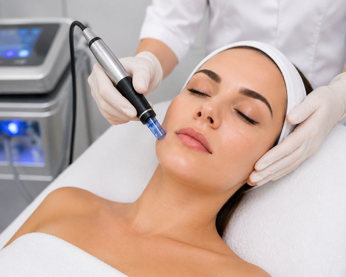 Practitioner performing Microneedling